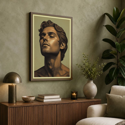 Contemplative Gaze Minimalist - Wrapped Canvas