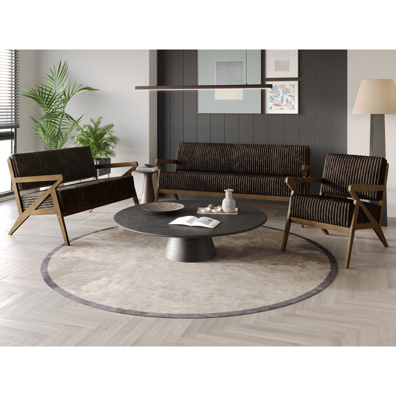 Ensemble de canapé contemporain 3 pièces Merrin, Brun