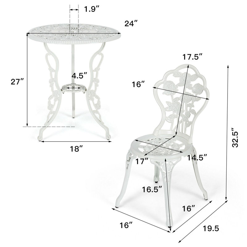 Ensemble bistro en aluminium 24 po Leacross, Blanc