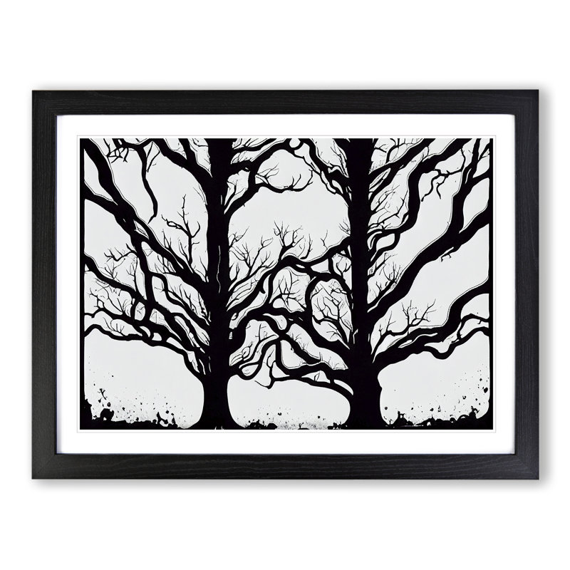 Graceful Trees - Single Picture Frame Print, Black Framed, 46cm H x 64cm W x 2cm D