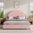 Bensu Luxury Curve-Shaped Headboard Bed Frame, Elegant Boucle Upholstered Platform Bed with Modern Design-770810540-756670533
