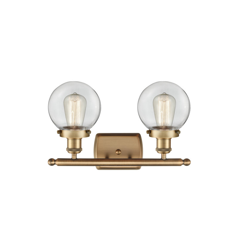 Éclairage pour salle de bain 2 lumières Chippewa, Transparent, Incandescent, Laiton brossé