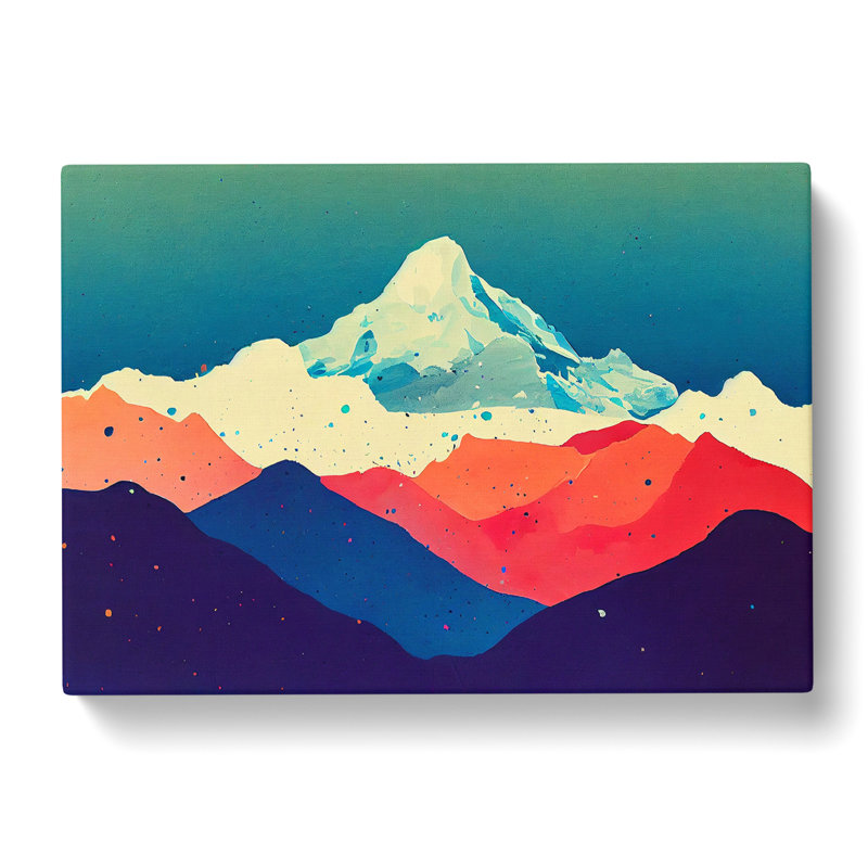 Heavenly Painted Mountains Abstract - Wrapped Canvas Painting, 50cm H x 76cm W x 3cm D