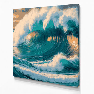 Hawaiian Breaking Waves Blue Canvas Wall Art