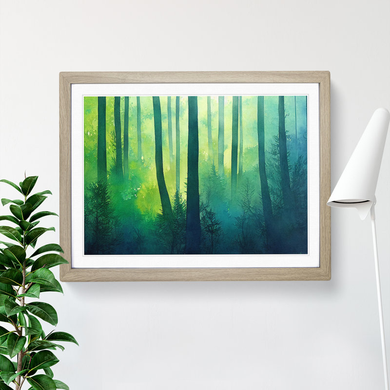 Miraculous Colourful Forest - Framed Print, 34cm H x 46cm W x 2cm D, Oak