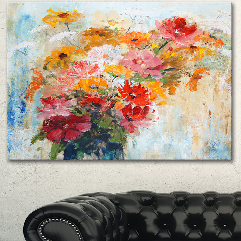 " Flowers In Vase Painted Illustration ", 12" H x 20" W x 1" D