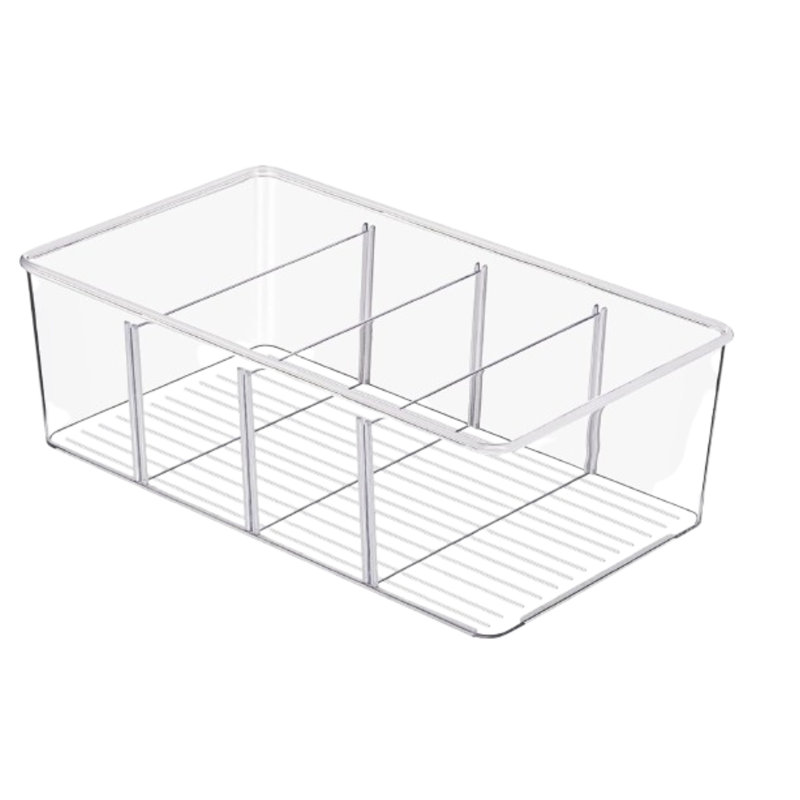 Paquet de 10 paniers de rangement transparents pour garde-manger avec 4 compartiments