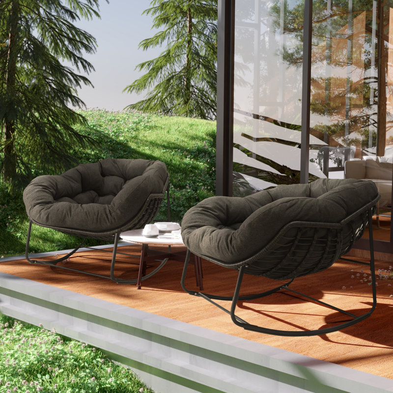 Cini Wicker Outdoor Chair, Dark Gray, Black