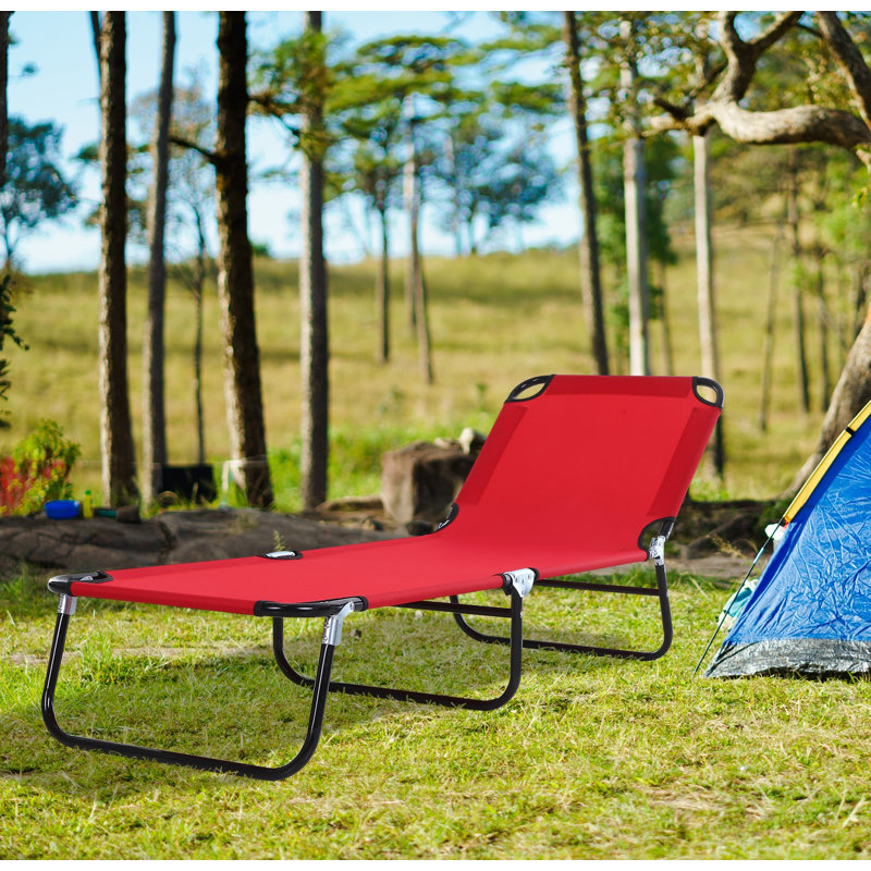 Outsunny Folding Chaise Lounge Pool Chairs, Outdoor Sun Tanning Chairs with 5-Level Reclining Back, Steel Frame for Beach, Yard, Patio