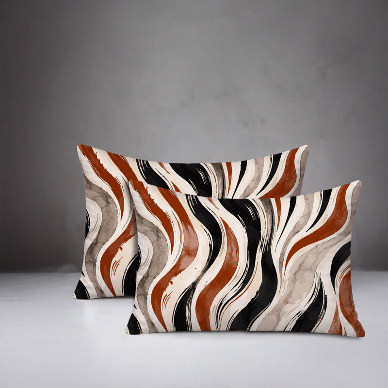 Oreiller réversible intérieur / extérieur à imprimé zébré Clark, Burnt Orange, 20x14