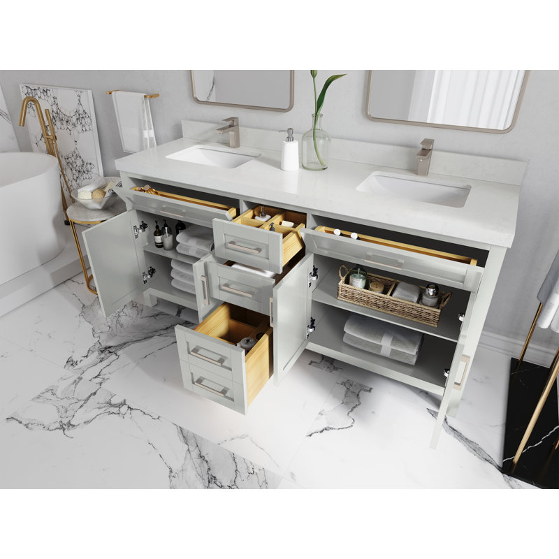 Ensemble de meuble-lavabo double 72 po Cambridge, Calacatta Laza