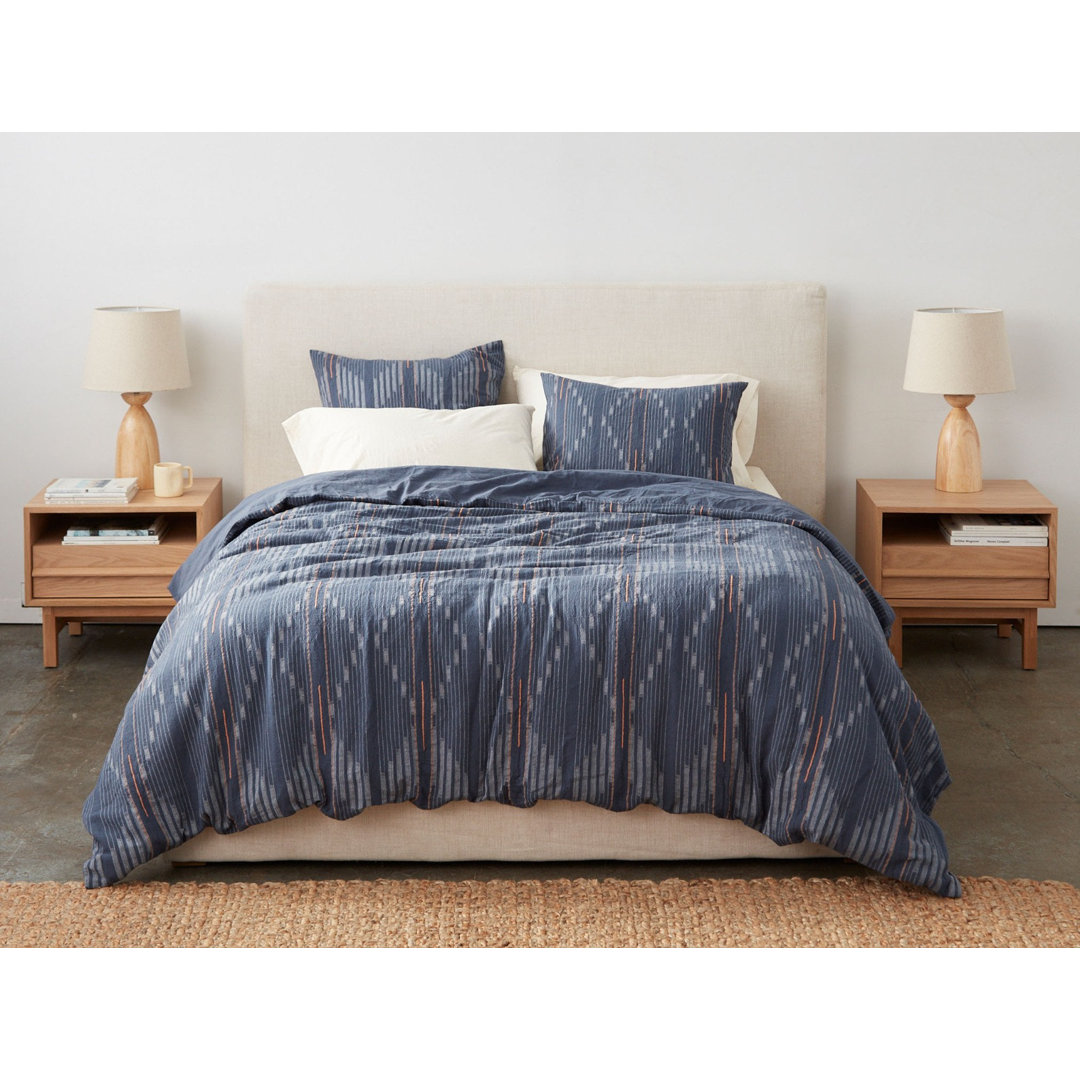 Morelia Coastal Organic Percale Geometric Shapes Duvet Cover Coyuchi 