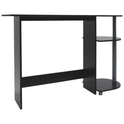  Computer Laptop Media Desk for Home or Office with Storage Shelves, Black