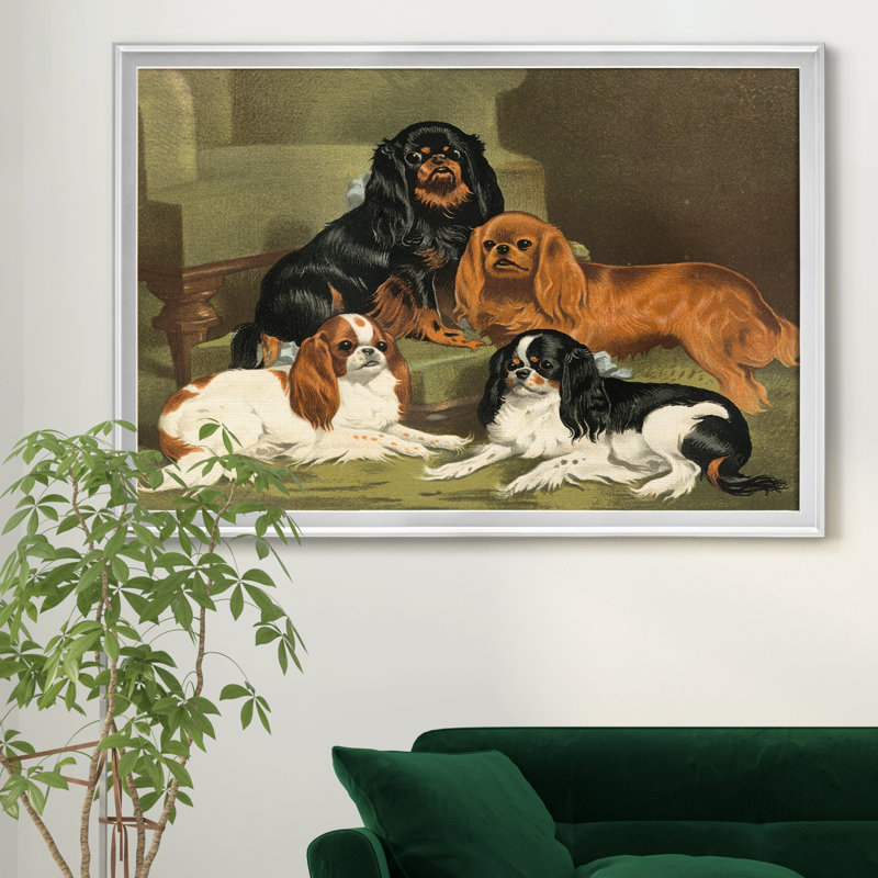 Toy Spaniels - Reproduction de photo sur toile, H 30,5 po x l 42,5 po x P 1,5 po, Argent