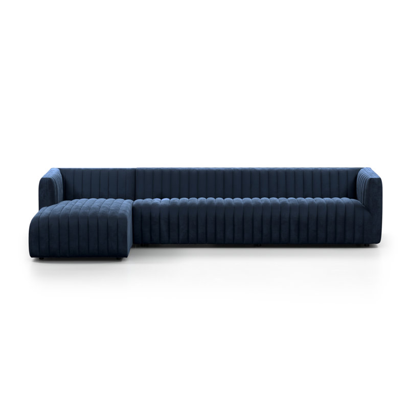 Augustine Chaise Sectional, 26" H X 126" W X 64" D, Left Hand Facing, Orly Natural Velvet