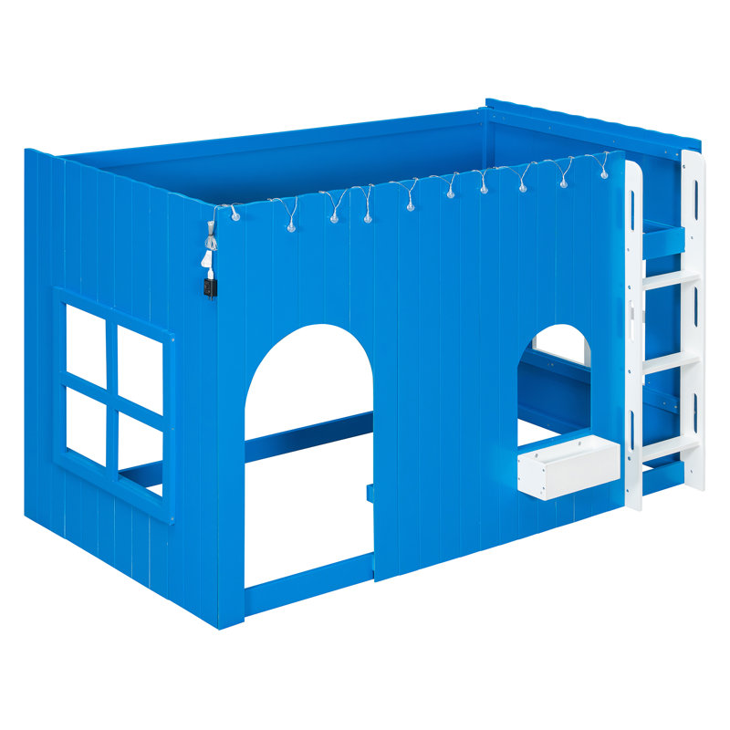 Lit mezzanine avec cadre en bois Lumette, Twin, Blue