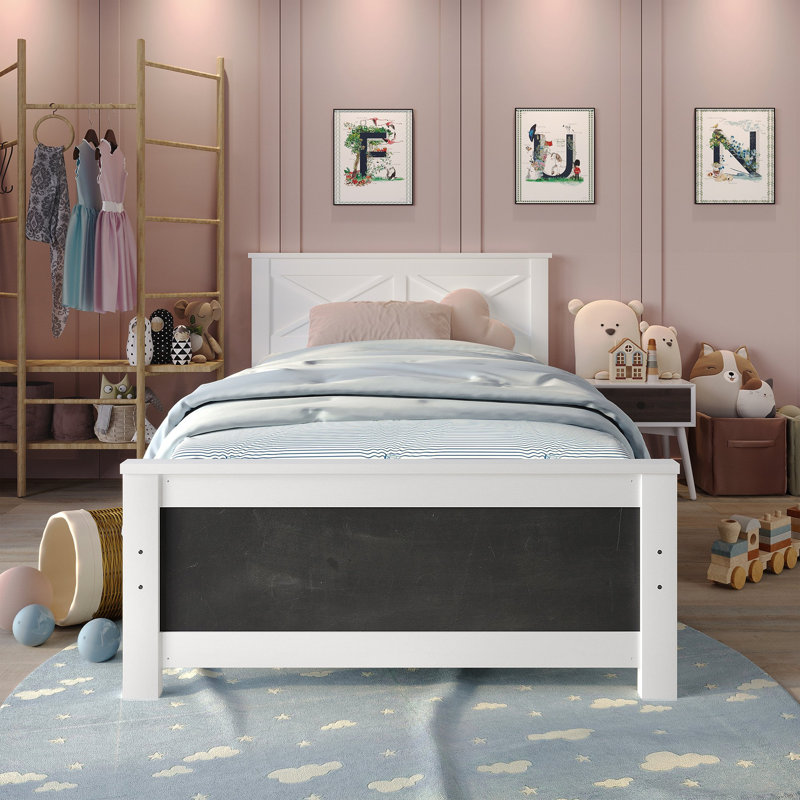 Lit plateforme en bois blanc, Blanc