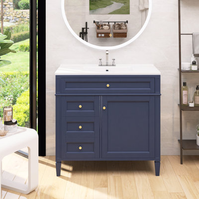 Meuble-lavabo polyvalent avec tiroir basculant et porte à fermeture en douceur