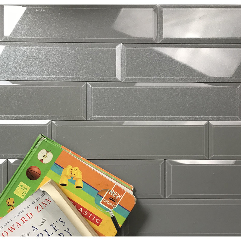 Frosted Elegance 3 in. x 12 in. Diamond Grade Glass Beveled Subway Decorative Kitchen & Bathroom Wall Tile