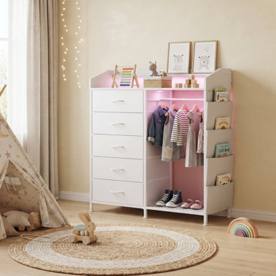 Portemanteau autoportant de style commode avec tringle pour vestibule, porte-manteaux robuste à plusieurs crochets pour manteaux, vêtements et accessoires