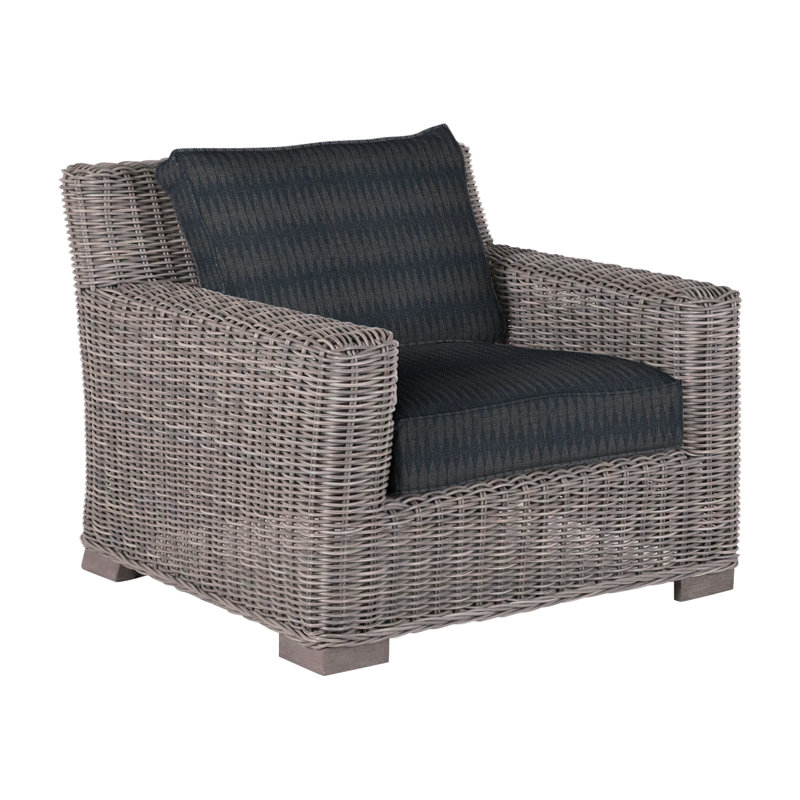 Rustic Woven Lounge Chair, Welt, Oyster, Linen Forest