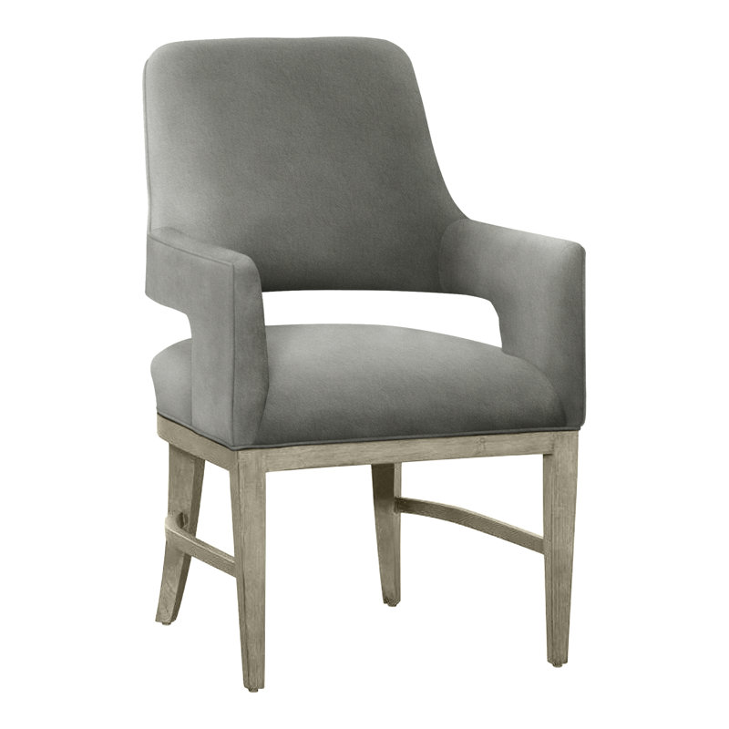 Chaise avec accoudoirs Josie, Amande chamois, Étain 9953