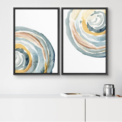 Tree Ring " Geometric Pastel Watercolor Ring Abstract Shapes Digital Art Modern Art " 2 Piece Art Graphic Art Print