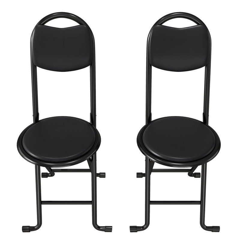 Tabouret pliant 2 pièces avec dossier, tabouret pliant rembourré et rembourré, chaises pliantes portatives pour la cuisine intérieure et extérieure