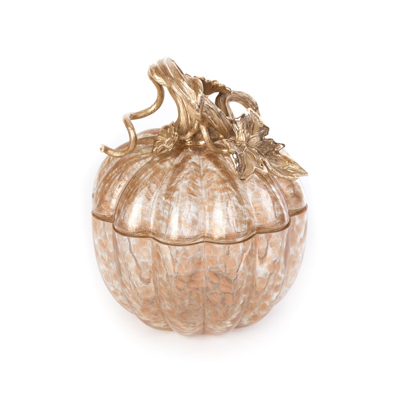 Gold and Clear Glass Pumpkin Shaped Decorative Canister