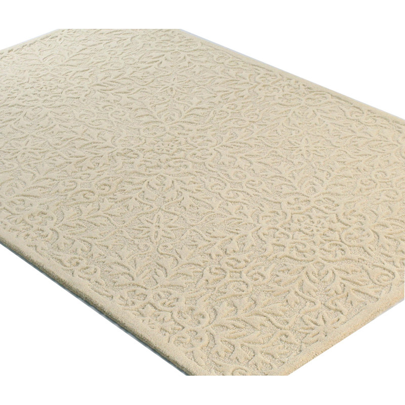 Ivory Handmade Tufted Wool Rectangular Area Rug 8' x 10'