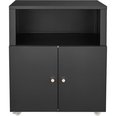 Metal Printer Stand with Storage Shelf, 3D Printer Cabinet on Wheels with Doors, Heavy Duty Under Desk File Cabinet for Home Office and Small Spaces