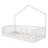 Twin Montessori Floor Bed with High Rails & LED Light, Wooden Low-Profile Bed for Kids Boys and Girls, White-2038275553-2038275550