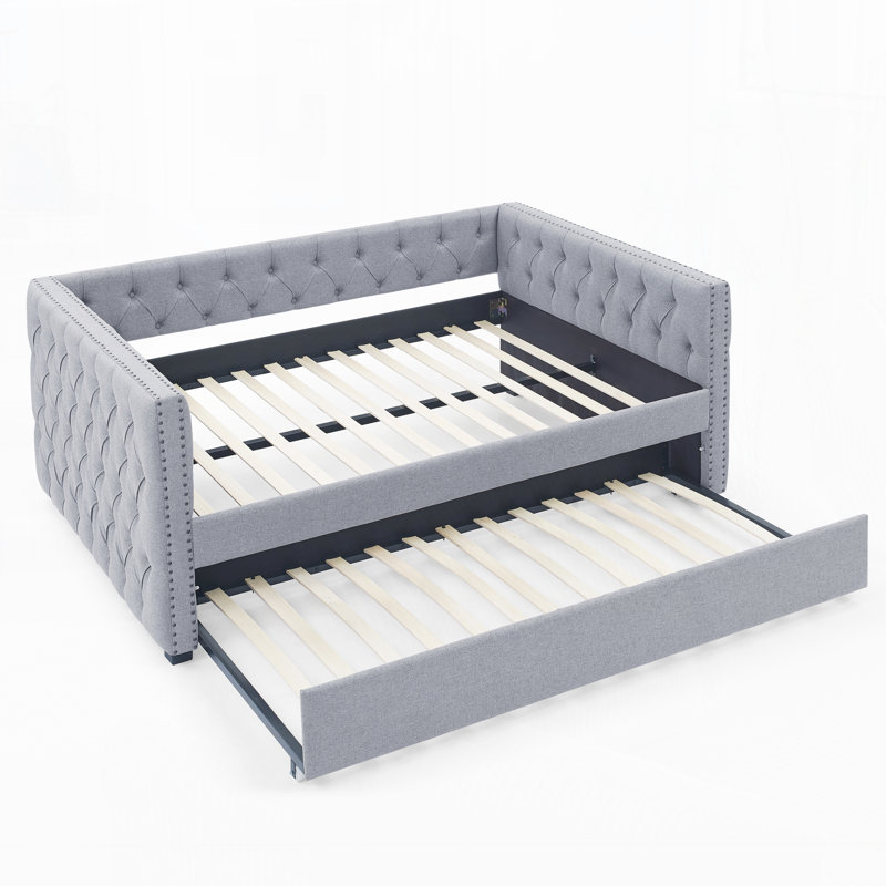 Canapé-lit capitonné Modern, Gris, Double