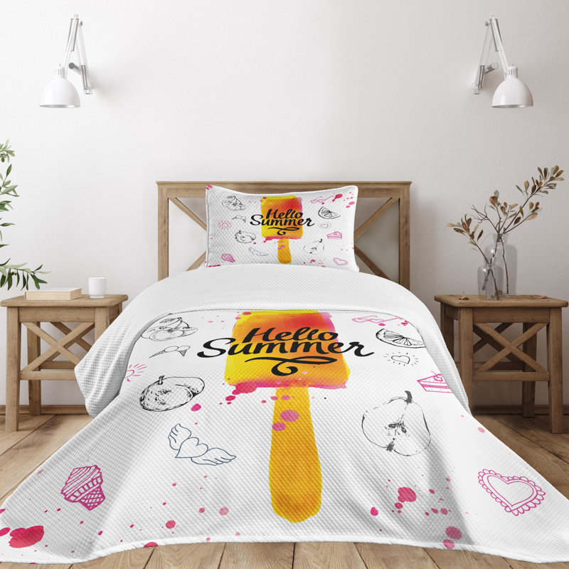 Ambesonne Ice Cream Bedspread Hello Summer Multicolor