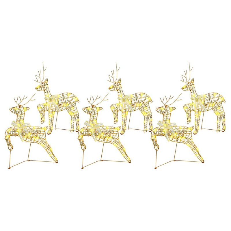 vidaXL LED Reindeers with 180 LEDs PET, Gold