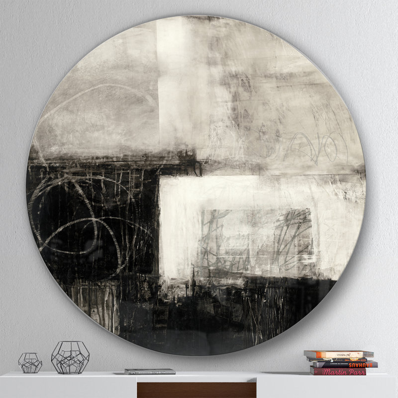 « a geometric day ii »-impression sur cercle métallique, H 23 po x l 23 po x P 1 po