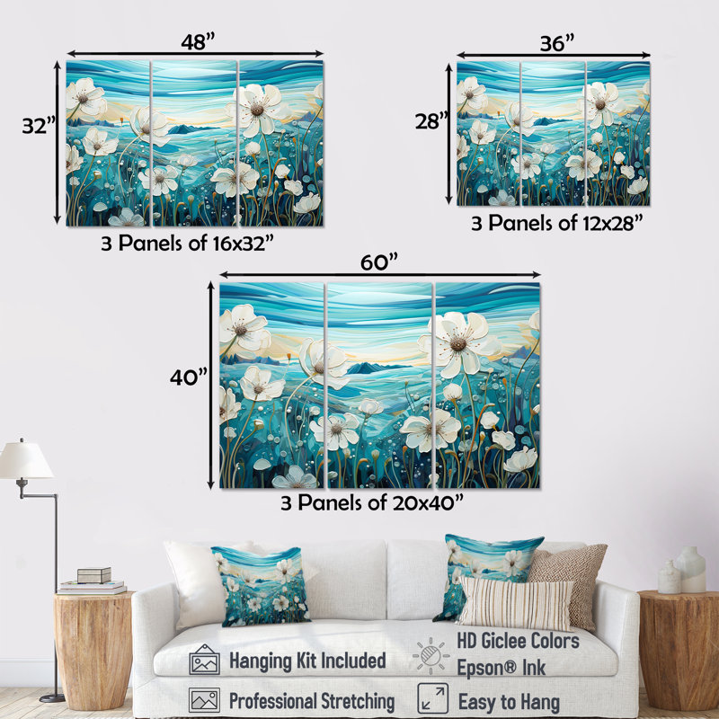 Refreshing Flower Lagoon I - Flower Wall Decor Set, 40" H x 60" W x 1" D