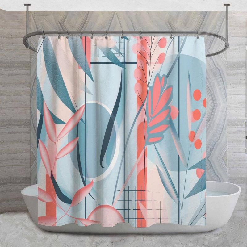 Rideau de douche botanique - motif de salle de bain froid 14127, H 73 po x l 70 po