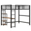 Metal Loft Bed With Built-In Desk And Storage Shelves