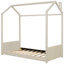 Lit simple en velours beige - Taille moderne et fonctionnelle avec un design