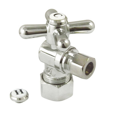 Kingston Brass Vintage 5/8-Inch OD Comp x 3/8-Inch OD Comp Quarter-Turn Angle Stop Valve