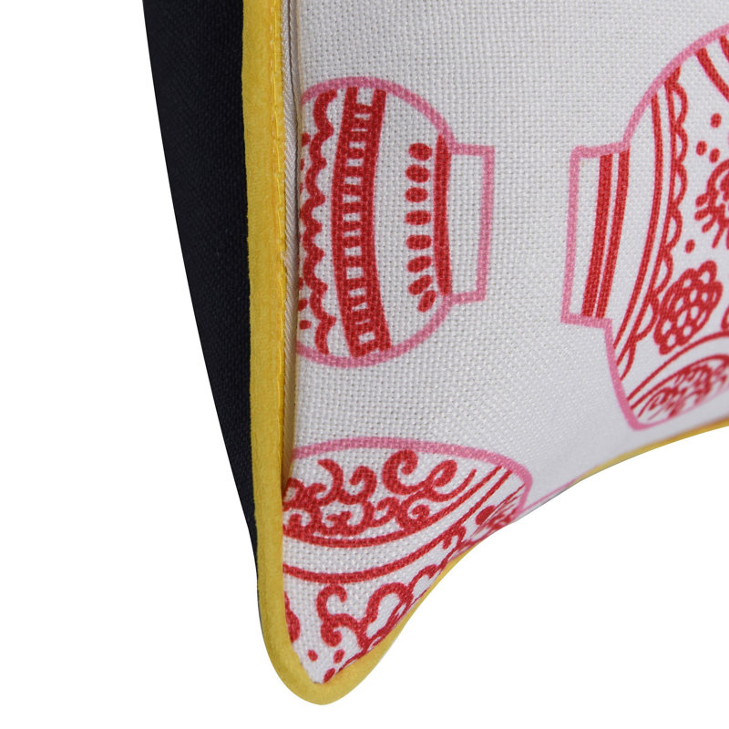 Double-Sided Hot Pink and Orange Velvet Trim Pillow
