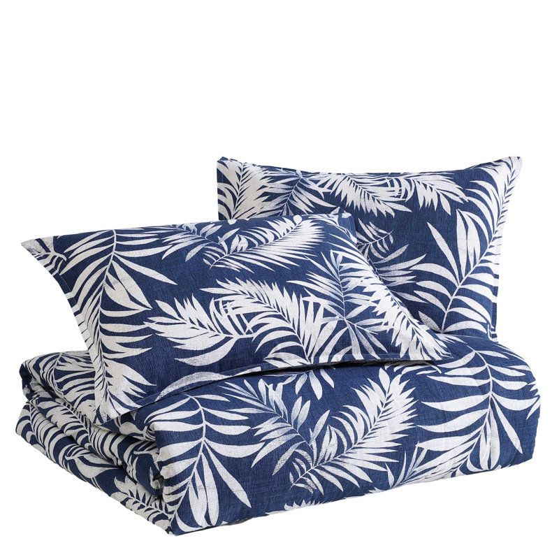 Full Blue Mirage Cotton Reversible Bedspread Set