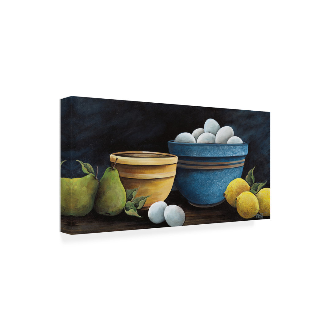 Blue Bowl with Eggs by Debbi Wetzel - Wrapped Canvas Graphic Art Winston Porter 