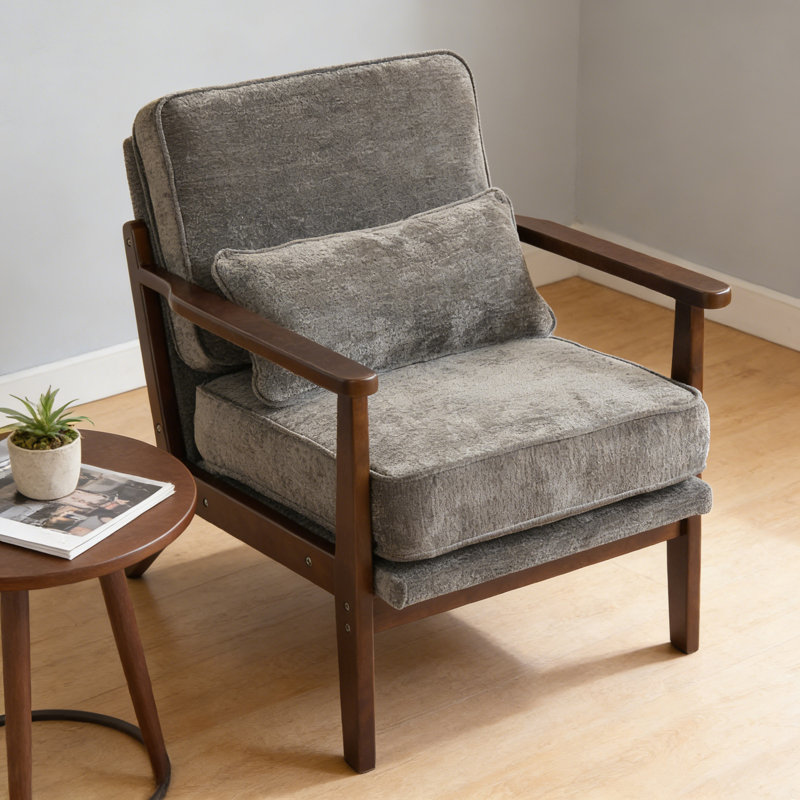 Chaise rembourrée Chenille, Grey, Espresso