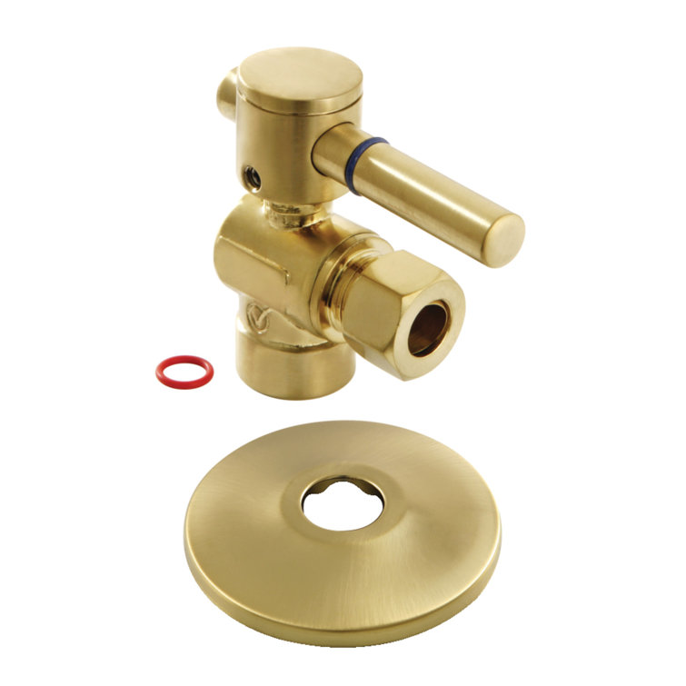Kingston Brass Concord 1/2-Inch Sweat x 3/8-Inch OD Comp Quarter-Turn Angle Stop Valve with Flange