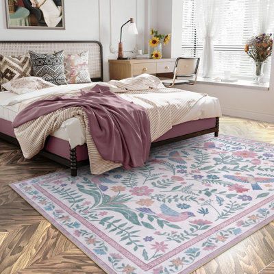 Tapis à motif floral antidérapant Boho