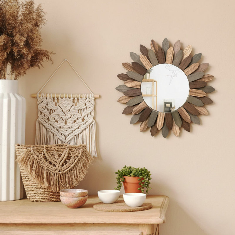 Miroir mural 12 pouces Boho Sunburst