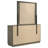 Fene Wide Dresser With Rectangle Mirror, 9 Drawers, Gray-Almond Wood