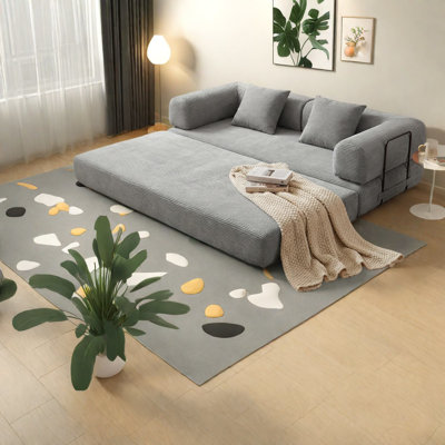 Compression Convertible Sofas, Foam Corduroy Modern Sleeper For Home